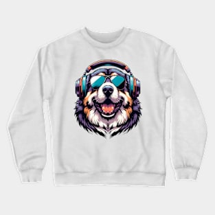 Central Asian Shepherd Dog as Smiling DJ in Japanese Art Style Crewneck Sweatshirt